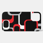 Retro-Quadrate-Muster Rot Weiß Grau Schwarz Case-Mate iPhone Hülle (Rückseite (Horizontal))
