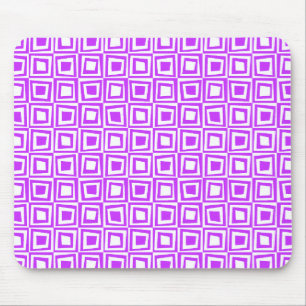 Retro-Quadrate - Nebel Lila auf Weiß Mousepad