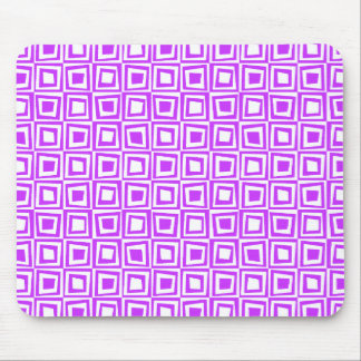 Retro-Quadrate - Nebel Lila auf Weiß Mousepad