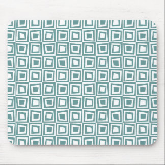 Retro-Quadrate - Ocean Green on White Mousepad