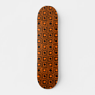 Retro-Quadrate - Orange auf schwarz Skateboard