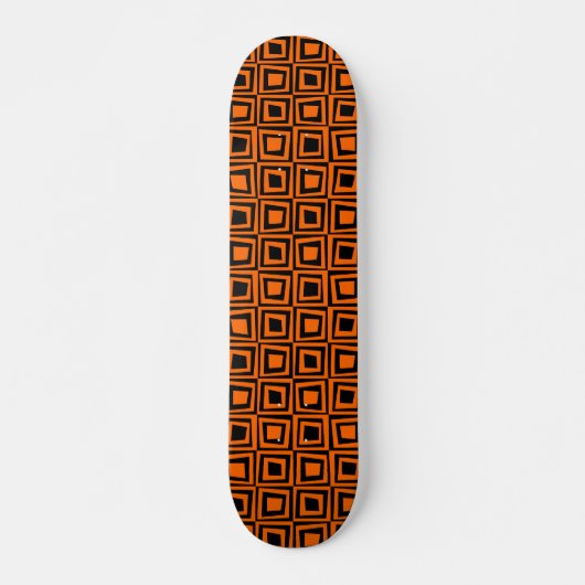 Retro-Quadrate - Orange auf schwarz Skateboard (Vorne)