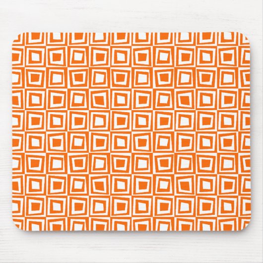 Retro-Quadrate - Orange auf Weiß Mousepad (Vorne)