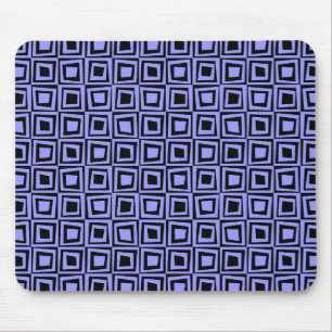 Retro-Quadrate - Pastellblau auf schwarz Mousepad