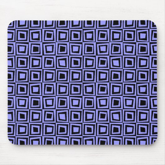 Retro-Quadrate - Pastellblau auf schwarz Mousepad (Vorne)