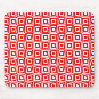 Retro-Quadrate - Rot auf Weiß Mousepad