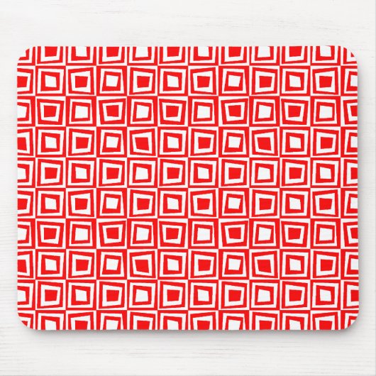 Retro-Quadrate - Rot auf Weiß Mousepad (Vorne)