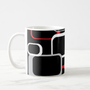 Retro-Quadrate Rot-Grau-Hintergrund Kaffeetasse