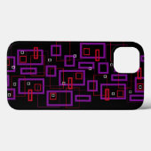 Retro-Quadrate, rot, lila und schwarz Case-Mate iPhone Hülle (Rückseite (Horizontal))