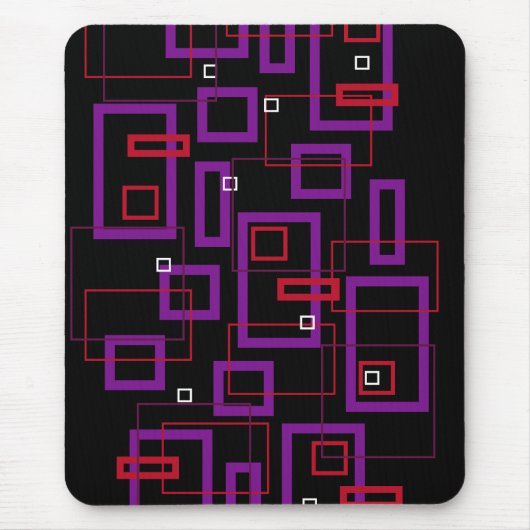Retro-Quadrate, rot, lila und schwarz Mousepad (Vorne)