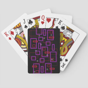 Retro-Quadrate, rot, lila und schwarz Spielkarten