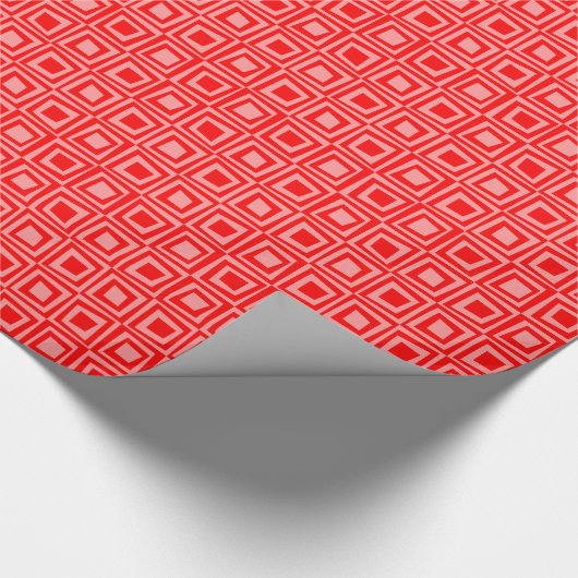 Retro-Quadrate - Rot und Rosa Geschenkpapier (Ecke)