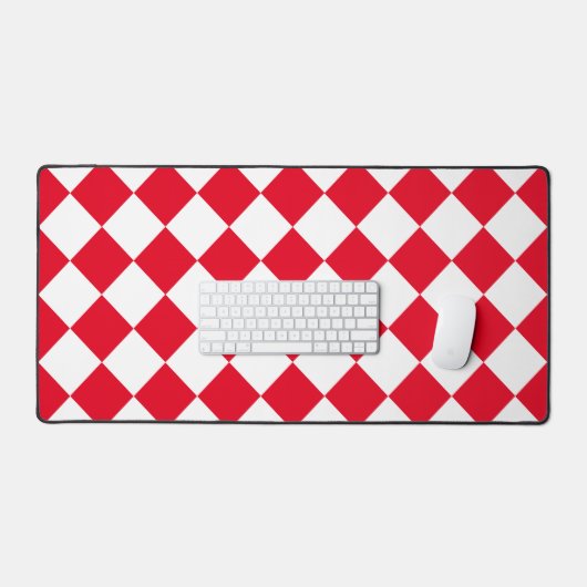 Retro-Quadrate rot und weiß Retro Schreibtischunterlage (Tastatur & Maus)