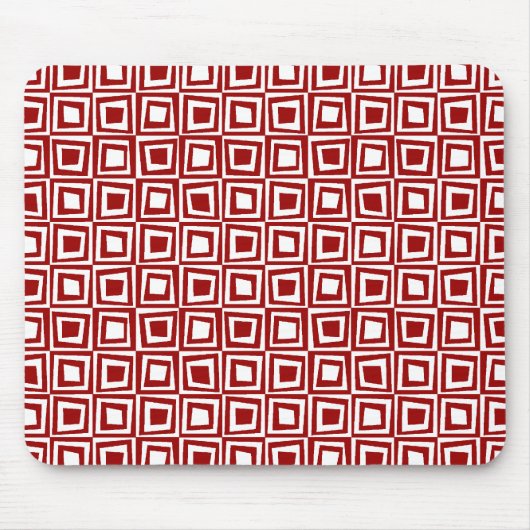 Retro-Quadrate - Ruby Red on White Mousepad (Vorne)
