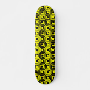 Retro-Quadrate - schwarz auf gelb Skateboard