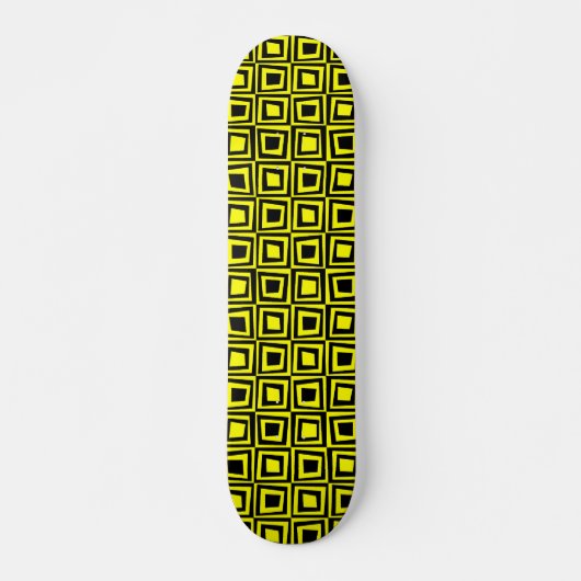 Retro-Quadrate - schwarz auf gelb Skateboard (Vorne)