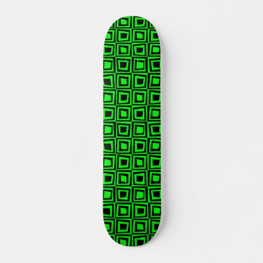 Retro-Quadrate - Schwarz auf Grün Skateboard (Vorne)