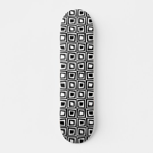 Retro-Quadrate - Schwarz auf Weiß Skateboard (Vorne)