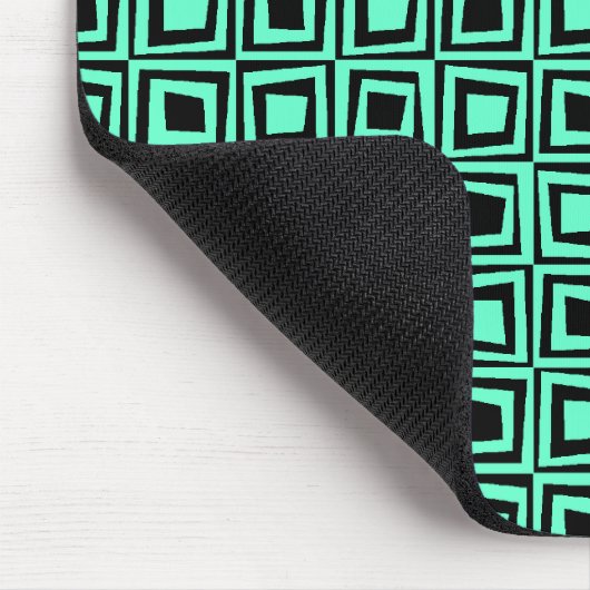 Retro-Quadrate - Türkis auf Schwarz Mousepad (Ecke)