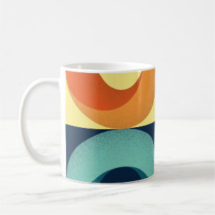Retro-Quadrate und Kreise: Muster der 60er Jahre Kaffeetasse