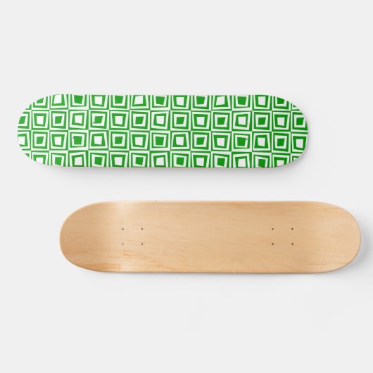 Retro-Quadrate - Weiß auf Grün Skateboard (Horizontal)