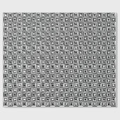 Retro-Quadrate - weiß auf schwarz Geschenkpapier (Flach)