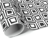 Retro-Quadrate - weiß auf schwarz Geschenkpapier (Rolleneckpunkt)