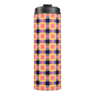 Retro-Quadratgittermuster mit hellen Farben Thermosbecher