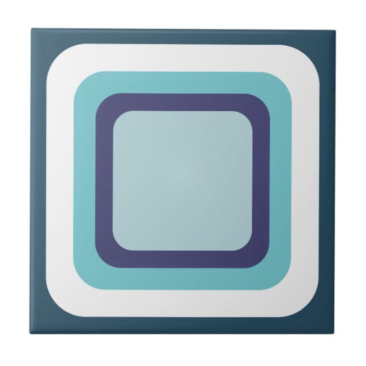Retro Quadratisch Navy Blau Weiß Fliese (Vorderseite)