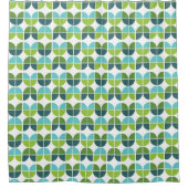 Retro Quarter Blue Green Duschvorhang (Vorderseite)