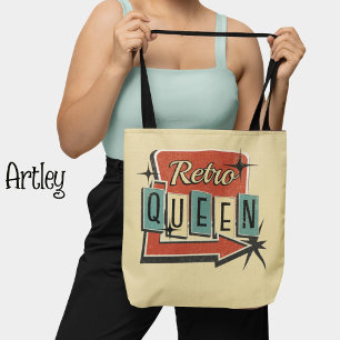 Retro Queen Cream Vintag 60er 70er Motel Sign Tasche