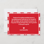 Retro Queen of Hearts Brautparty Dankeskarte (Rückseite)