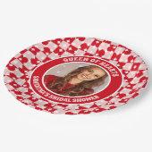 Retro Queen of Hearts Brautparty Foto Pappteller (Schrägansicht)