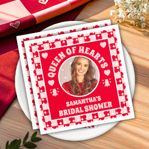 Retro Queen of Hearts Brautparty Foto Serviette