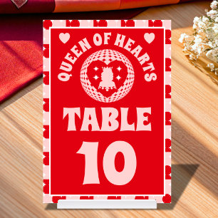 Retro Queen of Hearts Brautparty Table Card Tischnummer