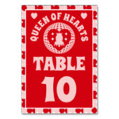 Retro Queen of Hearts Brautparty Table Card Tischnummer (Vorderseite)