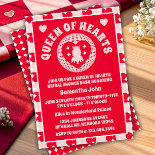 Retro Queen of Hearts Bridal Dusche Einladung