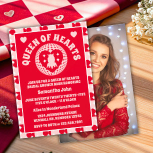 Retro Queen of Hearts Foto Brautparty Einladung