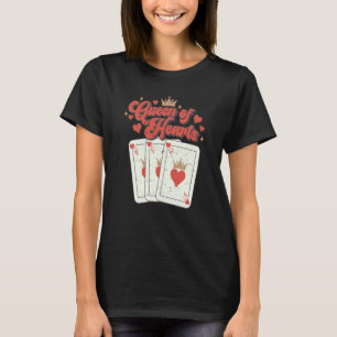 Retro Queen of Hearts Playing Cards Valentinstag T-Shirt