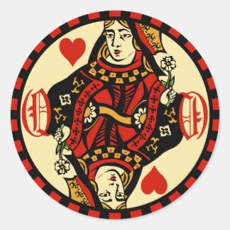 Retro Queen of Hearts Runder Aufkleber