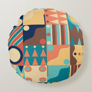 Retro-Quilt aus den 1970ern Rundes Kissen