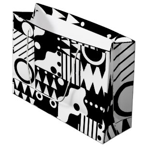 Retro-Quilt (schwarz & weiß) Große Geschenktüte