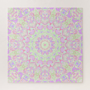 Retro Quirky Eclectic Boho Hippie Pastel Mandala Puzzle