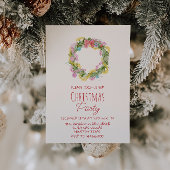 Retro Quirky farbenfrohe Weihnachts-Kranz-Party Einladung