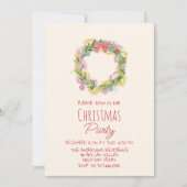 Retro Quirky farbenfrohe Weihnachts-Kranz-Party Einladung (Vorderseite)