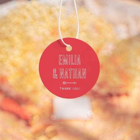 Retro Quirky Hand Drawn Cupid Wedding Thank You Geschenkanhänger