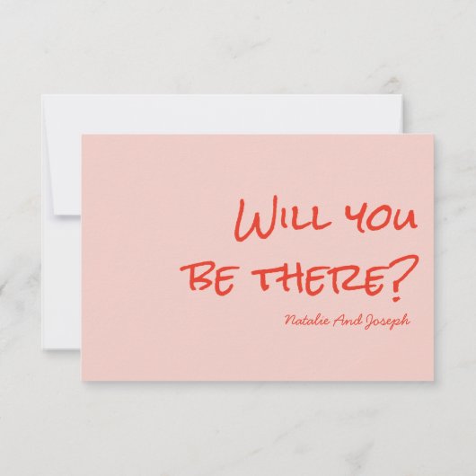 Retro Quirky Hand Drawn Pink Red Unique Wedding RSVP Karte (Rückseite)