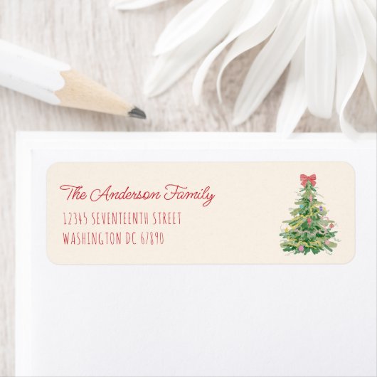 Retro Quirky Red Green Christmas Fun Bow Tree (Insitu)