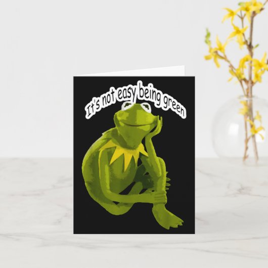 Retro Quote Its Not Easy Being Green Funny Frog An Karte (Gelbe Blume)