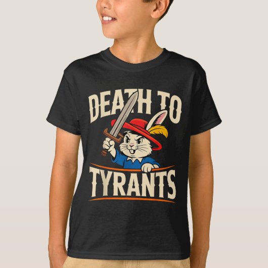 Retro Rabbit Meme Death To Tyrants Funny  T-Shirt (Vorderseite)